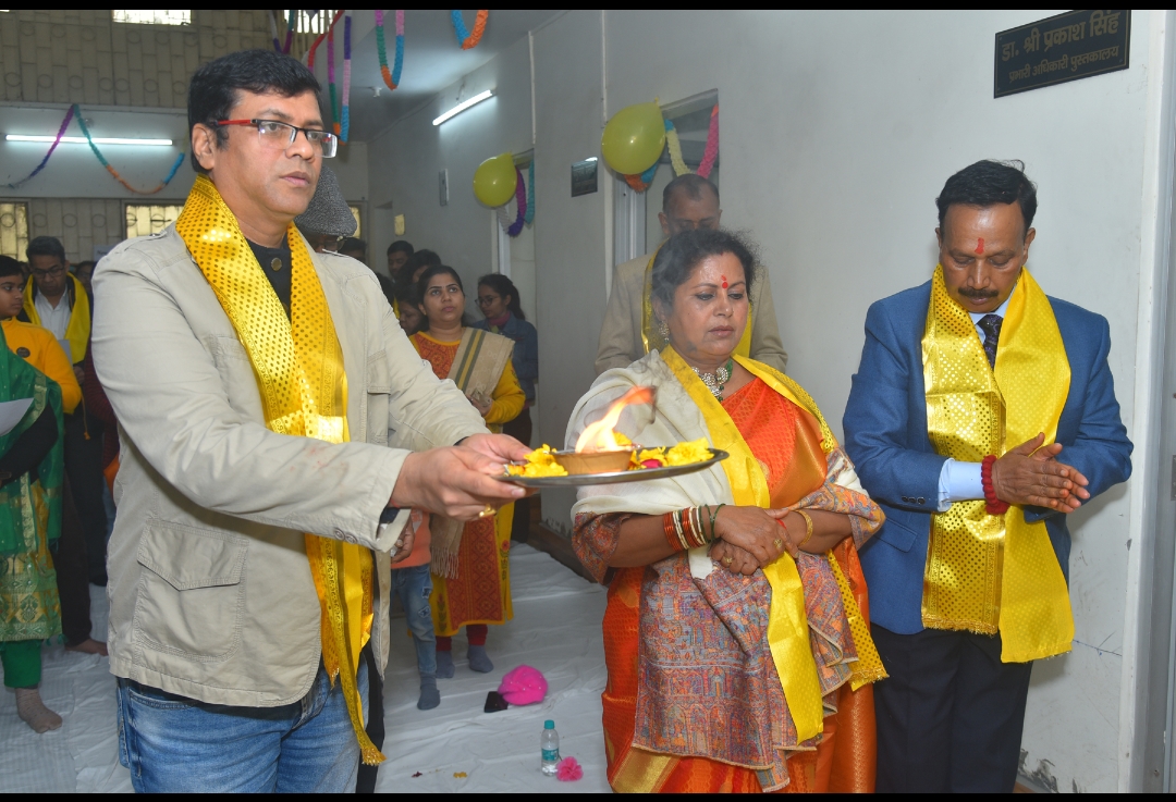 Saraswati Puja event in University Library DUVASU Mathura