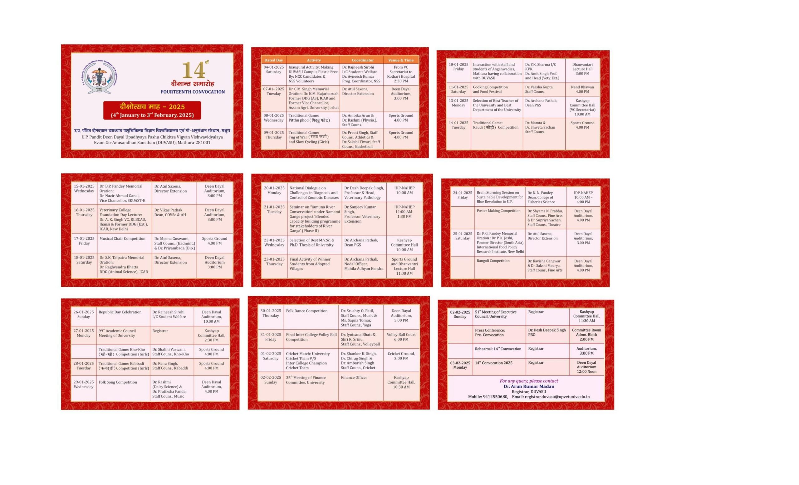 दुवासू दीक्षोत्सव माह-2025 Calendar (4th January to 3rd February, 2025)